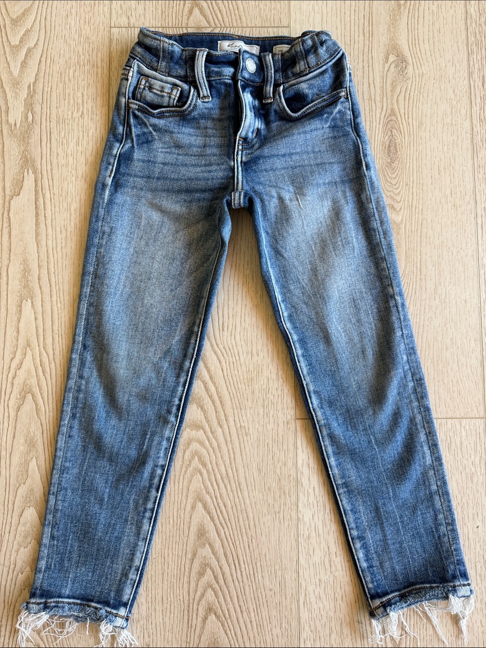 KanCan Girls Faded Blue Slim Jeans with Raw Hem